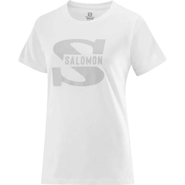 Salomon Outlife Big Logo Short Sleeve Women's T-Shirts White | CA 45D19